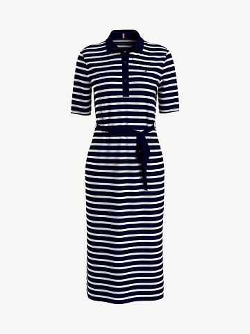 Női Tommy Hilfiger Polo Midi Dresses Kék | HU 106AHK